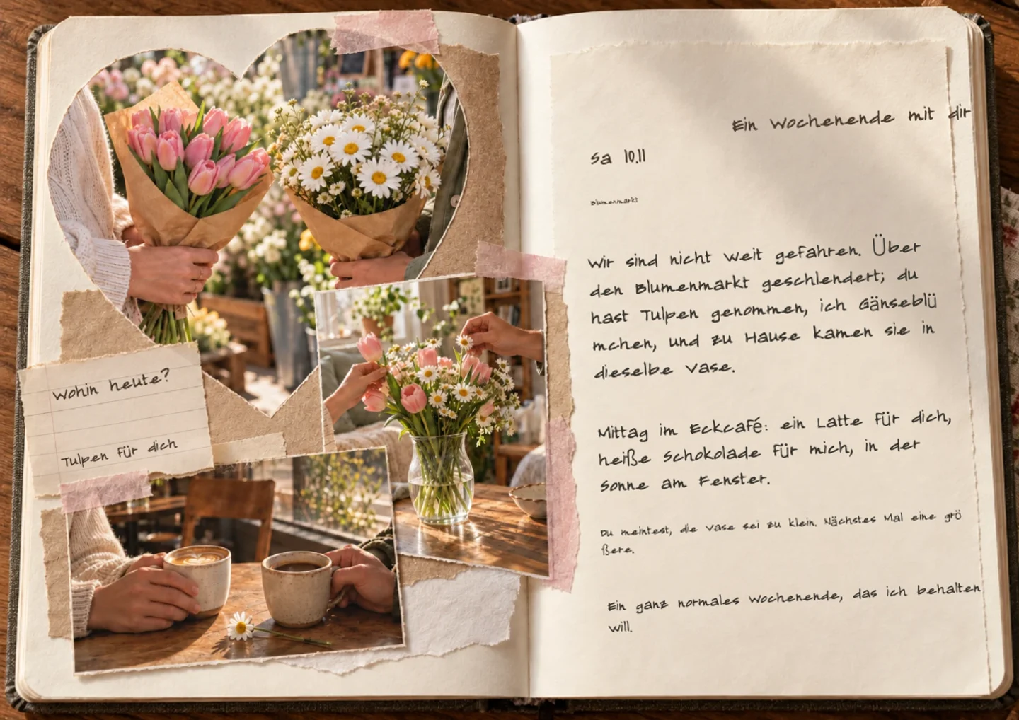 Beispiel einer Tagebuchseite: Unsere Erinnerungen