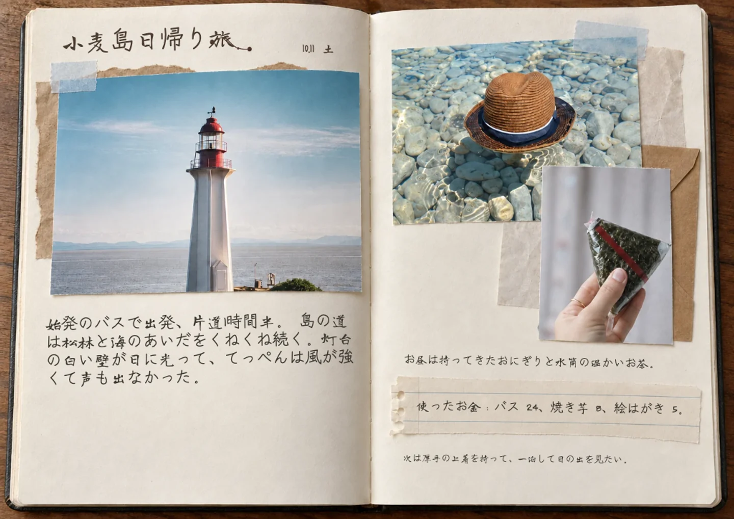 手帳ページの作例: 旅の手帳
