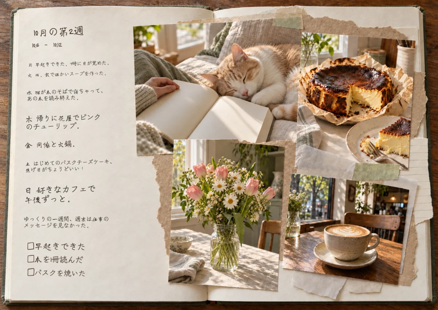 手帳ページの作例: 一週間の思い出