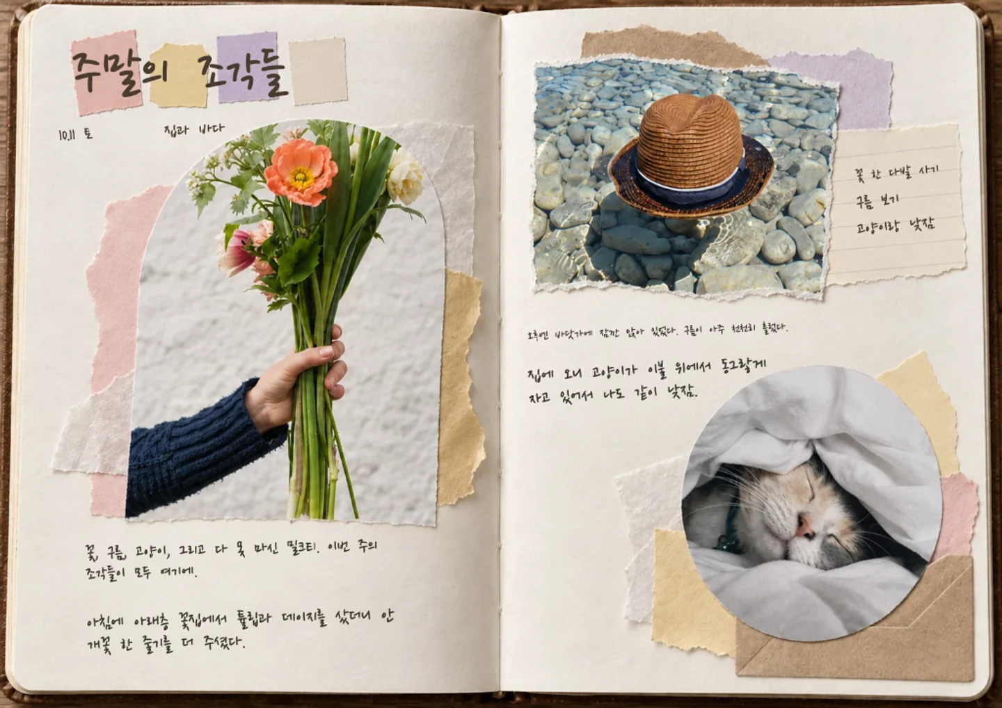 다이어리 페이지 예시: 사진 콜라주