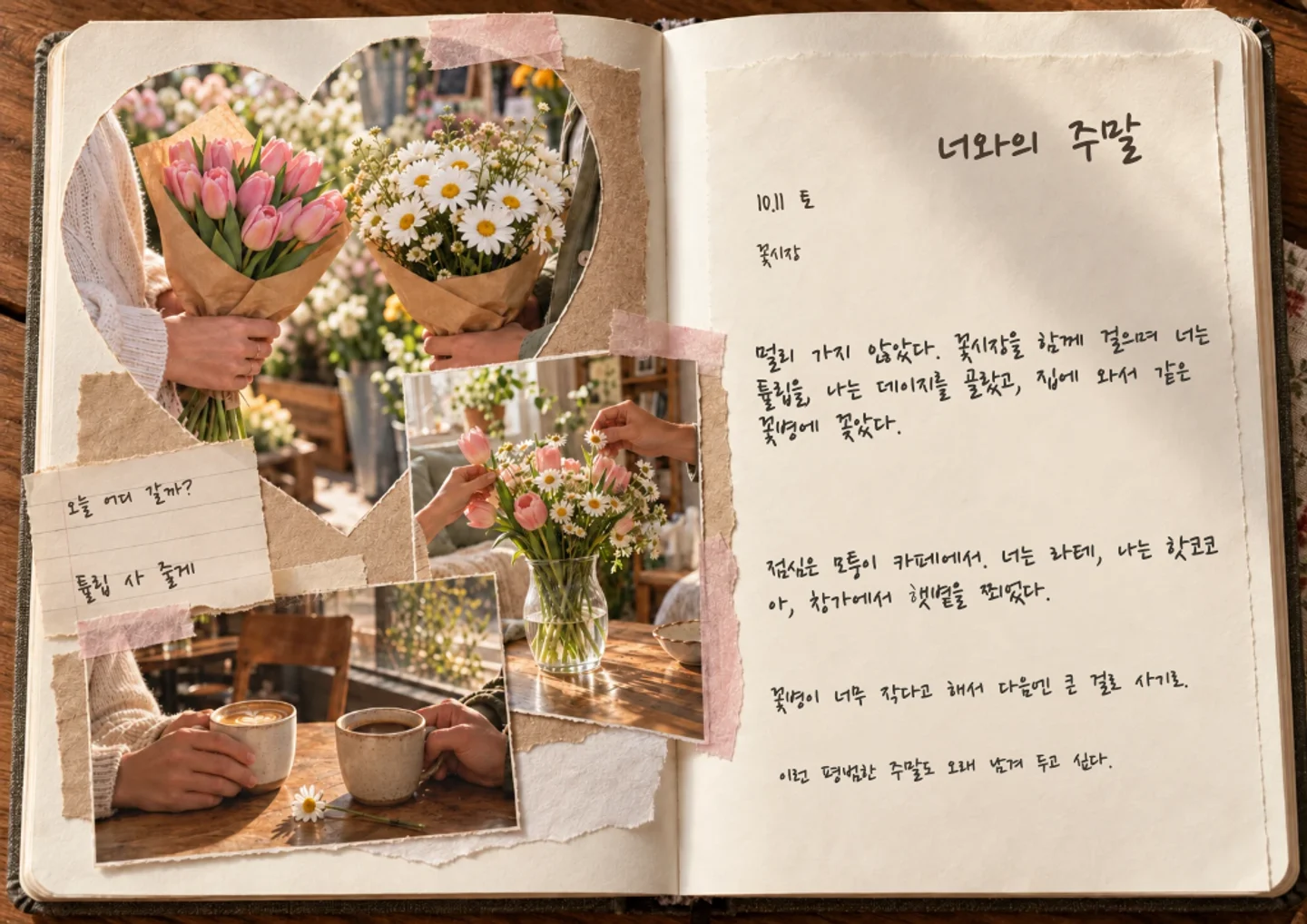 다이어리 페이지 예시: 우리의 추억