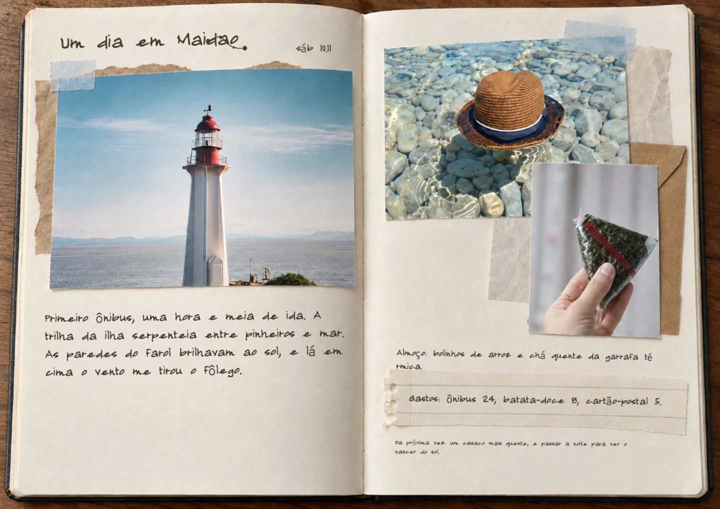 Exemplo de página de diário: Diário de viagem